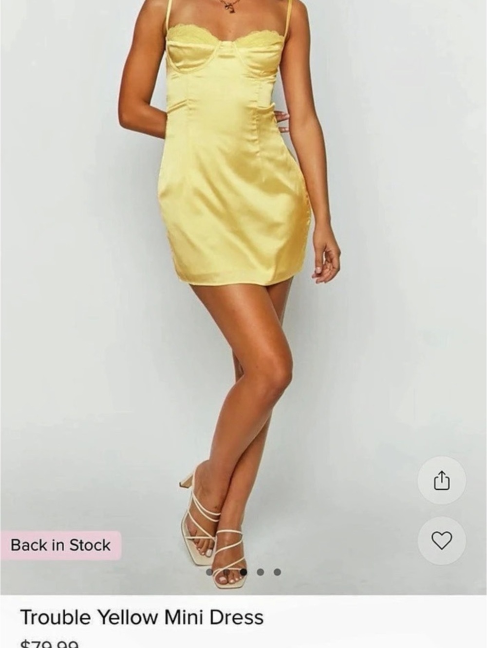 Beginning Boutique Trouble Yellow Mini Dress Satin Mini Dress in Yellow NWT